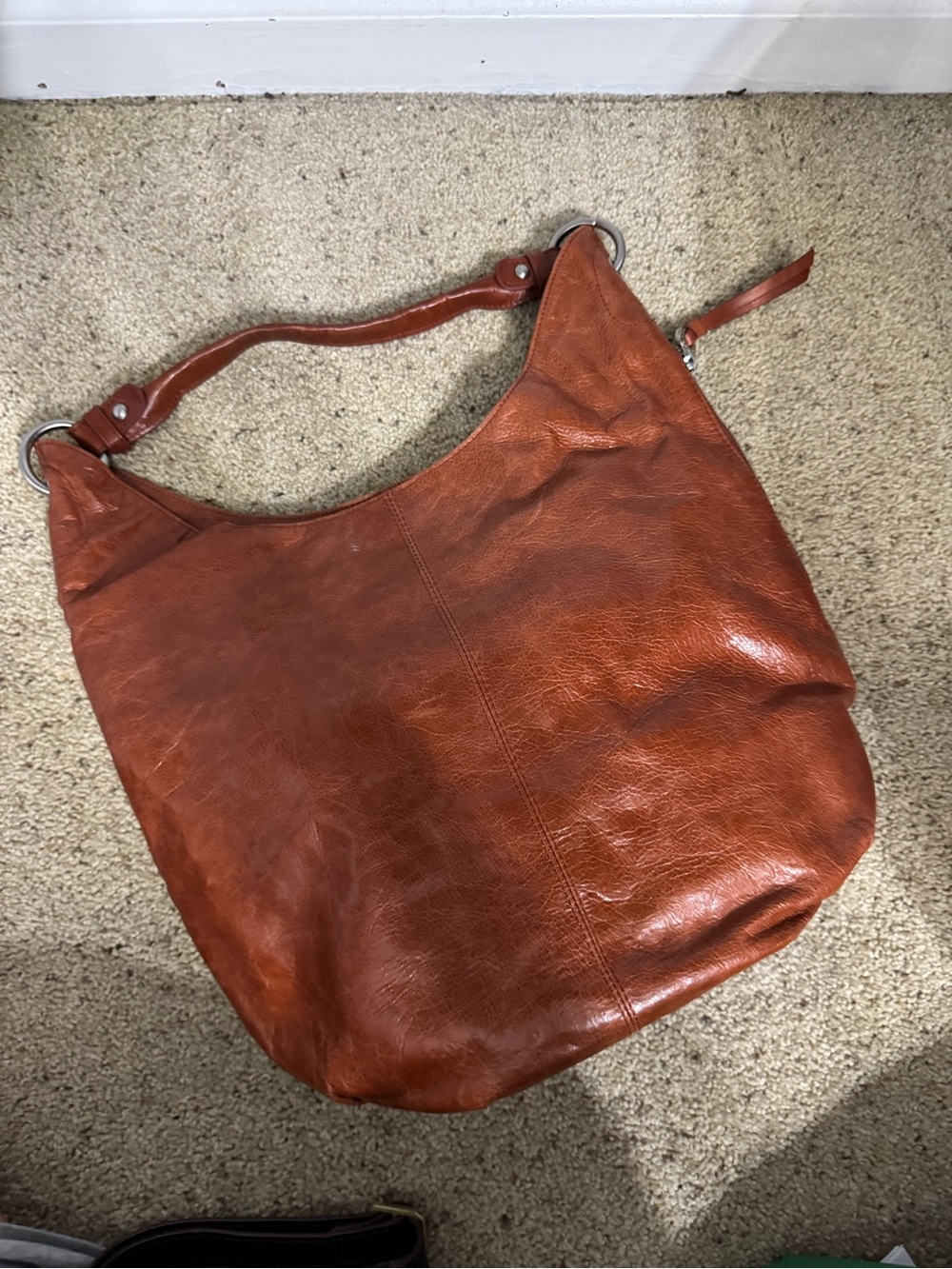 HOBO Distressed Leather Shoulder Hobo in Warm Cognac